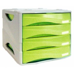 Cassettiera 4 cassetti ARDA Smile polistirolo antiurto e materiale infrangibile grigio/verde - TR15P4PV