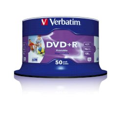 DVD+R Wide Stampabile Verbatim Spindle Case 4.7 GB - velocità 16x Conf. 50 pezzi - 43512