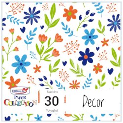 Tovaglioli in pura cellulosa Dopla DO 3 veli 33x33 cm fantasia Blue Flowers - conf. 30 pz - 18428