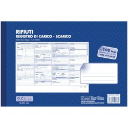 Registro carico-scarico rifiuti O.C.L. - conf. 10 blocchi - carta usomano 1-100 fogli 31x21 cm - 0437