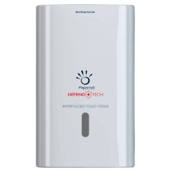 Dispenser antibatterico per carta igienica interfogliata Defend Tech - 26,5x16,5x13,5 cm Papernet bianco