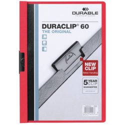 Cartellina con clip Durable DURACLIP® A4 - dorso 6 mm - capacità 60 fogli rosso - 220903