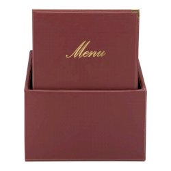 Box portamenù con 20 menù Securit® Classic in similpelle A4 rosso bordeaux MC-BOX-CRA4-WR