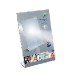 Portadepliant in acrilico con base a L Lebez formato 15x20 cm - verticale - trasparente - 7039