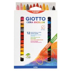 Pastelli a cera Giotto Bicolor in conf. da 12 colori assortiti F291300