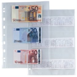 Buste porta banconote scontrini foratura universale Sei Rota Atla 6 spazi 9,5x19 cm trasparente - conf. 10 buste - 662217