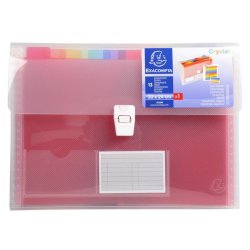 Classificatore Crystal Colours chiusura scatto 33x25 cm - 13 scomparti - cristallo - 55298E