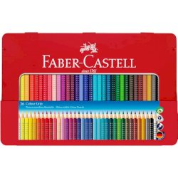 Matite colorate Faber-Castell Colour Grip  assortiti astuccio di metallo da 36 - 112435