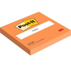 Post-it 3M  formato 76x76 mm in confezione da 6 blocchetti arancio acceso - 654-NO