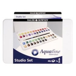 Acquerelli Daler Rowney Aquafine Studio Set - 48 mezzi godet + pennello - D131900201
