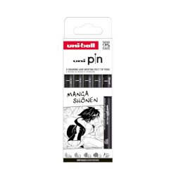 Fineliner Pin Manga Shonen Uni Mitsubishi - conf. 12 pz - punte assortite M PIN ASP013