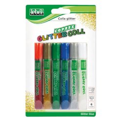 Colla Coprex Glitter Coll 10,5 ml colori assortiti - blister da 6 tubetti - 5131-ASS