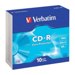 CD-R Extra Protection Verbatim 700 MB 52x Slim Case conf. da 10 - 43415
