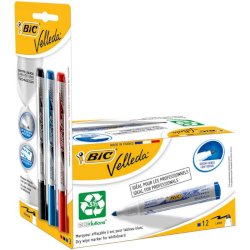EC Marcatori lavagne bianche BIC Velleda ECOlutions 1701 punta conica blu -Promo pack 12 + 3 Liquid Ink Pocket - 942235