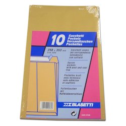 Busta a sacco Blasetti Monodex Avana - 120 g/m² - in conf. 10 buste - 250x353 mm - 585