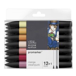 Pennarelli doppia punta Winsor&Newton 12 colori assortiti manga steampunk - 0290143