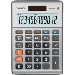 Calcolatrice da tavolo CASIO solare o batteria display 12 cifre argento - MS-120BM