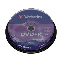 DVD+R Verbatim 16x 4.7 GB Spindle Case da 10 dvd-r - 43498