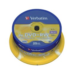 DVD+RW Verbatim 4x 4.7 GB  in confezione da 25 dvd+rw - 43489