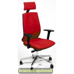 Sedia operativa girevole Unisit Larissa LR1SB con poggiatesta - rivestimento Eco rosso - LR1SB/ER