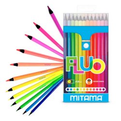 Pastelli Fluo Mitama fusto tondo - mina 3,3 mm - colori assortiti - pack ecologico - conf. 12 pezzi Mitama 62826