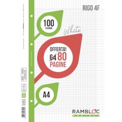 Ricambi per quaderni ad anelli Rambloc - A4 - 100 g/m&sup2; - 32+8 ff - 4F - 90524325