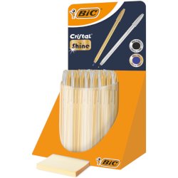 Espositore da banco 40 penne a sfera Bic Cristal fusto oro e argento - inchiostro blu e nero - 9213381