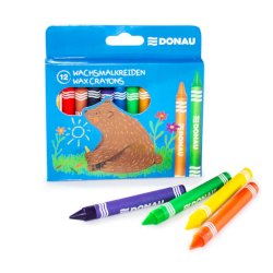 Pastelli a cera permanenti Donau - astuccio appendibile da 12 colori assortiti - 5210300-99