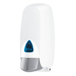 Dispenser di sapone per cartuccia rigida Hylab in ABS con capacità 1000 ml bianco con vetrino blu - IN-SO1/WC