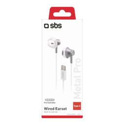 Auricolari Semi in ear SBS in metallo - connettore Type-C - microfono - bianco TEEARTYCMETW