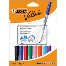 Marcatore per lavagne bianche BIC Velleda 1741 punta conica 1,4 mm in conf. da 8 colori assortiti - 503844