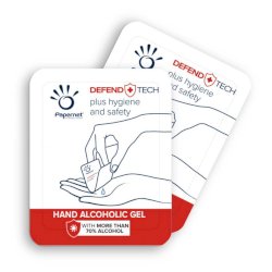 Gel Alcolico Mani Papernet “Mini” Defend Tech - trasparente - conf. 250 mini bustine da 1 ml - 419284