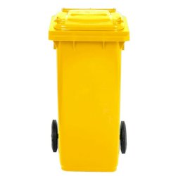 Bidone carrellato per raccolta differenziata 120 lt con coperchio PEHD Mobil Plastic giallo - 1/120/5-GIA