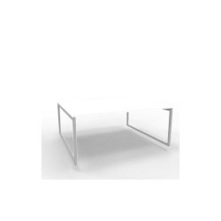 Bench piano bianco 180x160xH.75 cm gamba ad anello in acciaio argento linea Practika P2 Quadrifoglio - ECBEA18-BA-A