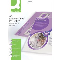 Pouches per plastificatrici Q-Connect 303x426 mm finitura lucida - 125 µm A3 - conf. 25 pz - KF04128