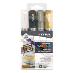 Marcatori a tempera multisuperficie Lyra Graduate Mark All in conf. da 4 colori assortiti - L6821040