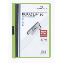 Cartellina con clip Durable DURACLIP® A4 verde - dorso 3 mm - capacità 30 fogli 2200-05