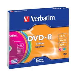 DVD-R Verbatim 16x 4.7 GB Slim Case conf. da 5 - 43557