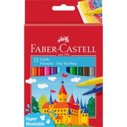 Pennarelli Faber-Castell Castello Superlavabili punta fine 3 mm assortiti astuccio in cartone 12 pezzi - 554201