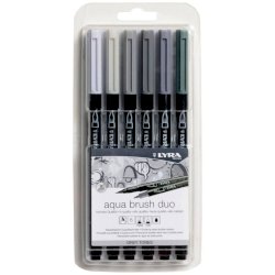 Pennarelli AQUA BRUSH DUO Set 6 pennarelli confezione appendibile Lyra colori grey set - L6521063