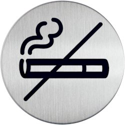 Pittogramma adesivo ''Vietato fumare'' DURABLE acciaio inossidabile spazzolato argento metallizzato Ø 83 mm - 491123