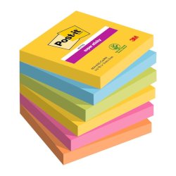Foglietti Post-it® Super Sticky Carnival - conf. 6 blocchetti da 90 ff 76x76 mm - 654-6SS-CAR