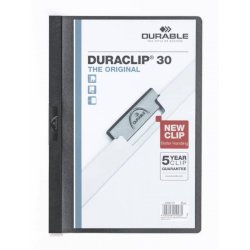 Cartellina con clip Durable DURACLIP® A4 - dorso 3 mm - capacità 30 fogli nero - 220001