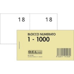 Blocchi lotteria Madre/Figlia O.C.L. - serie numerata da 1 a 1000 bianco conf. 10 pz - 0213N