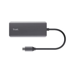 Adattatore multiporta Trust USB-C 6in1 in alluminio argento - 24968