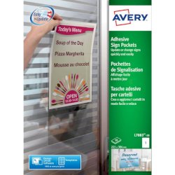Tasche adesive Avery per fogli A4 trasparente 1 et./foglio Conf. 10 fogli - L7083-10