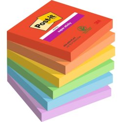 Foglietti Post-it® Super Sticky Playful conf. 6 blocchetti da 90 ff - 76x76 mm - 654-6SS-PLAY