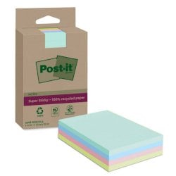 Foglietti Post-It® Super Sticky In carta riciclata al 100% a righe 102x152 mm 45 fogli/blocchetto conf. 4 pz assortiti