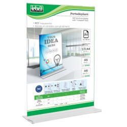 Portadepliant in PET Lebez con base a T formato A4 21x30cm - trasparente - 80994
