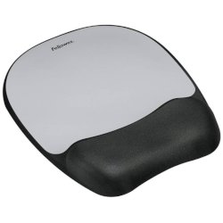 Tappetino mouse con poggiapolsi FELLOWES Memory Foam - argento 27,6x23,2x3,2 cm - 9175801